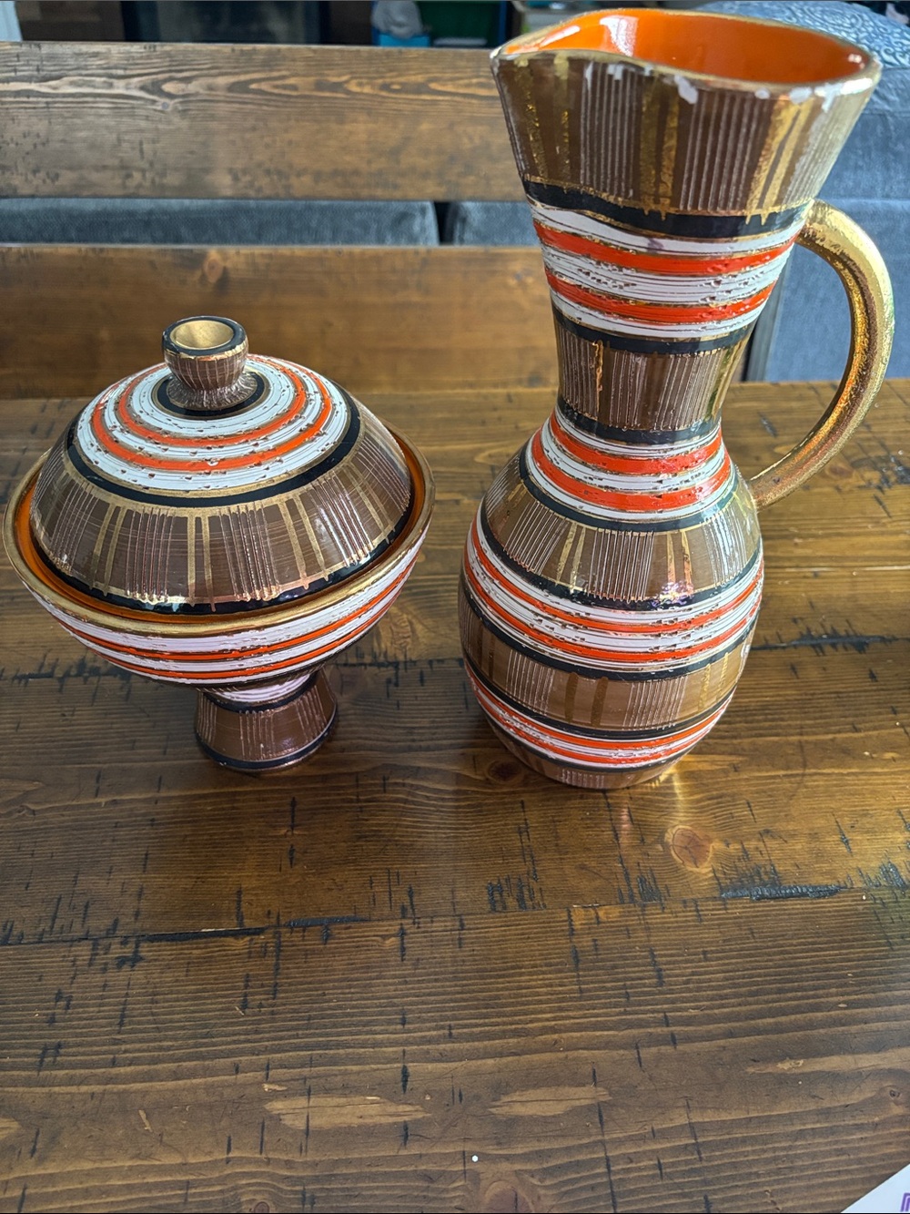 Beautiful Vintage Bitossi Striped Pitcher and Bowl 🔥 - Picture 2 of 12